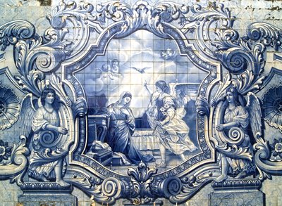 Decorative Panel Depicting the Annunciation, Lamego, Portugal, 1738 by Portuguese School